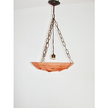 Lampa Art Deco Francja lata 30. szkło i mosiądz